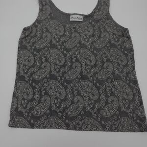 Chico’s Private Edition Women's Slinky Tank Top Gray Paisley Sparkle 2